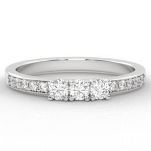 Tevere | Anillo de Compromiso Tres Piedras en Oro 18k con Diamantes Naturales